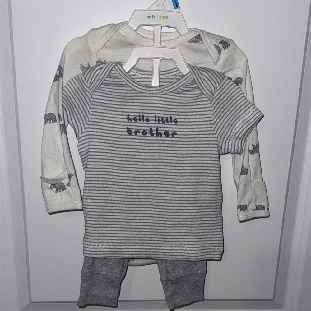 3 piece Carter’s Striped Baby Outfit with PolarBear Long Sleeve Onesie Print